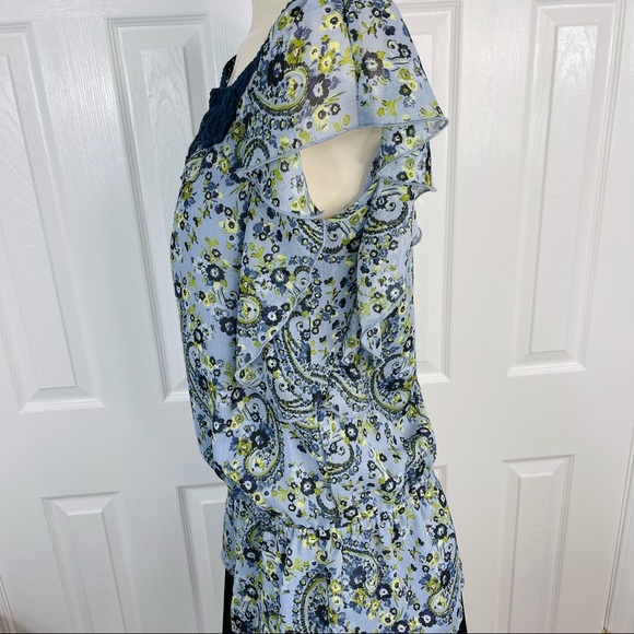 APT 9 top blouse Paisley Flowy artsy Floral boho short sleeveless M - Picture 3 of 9